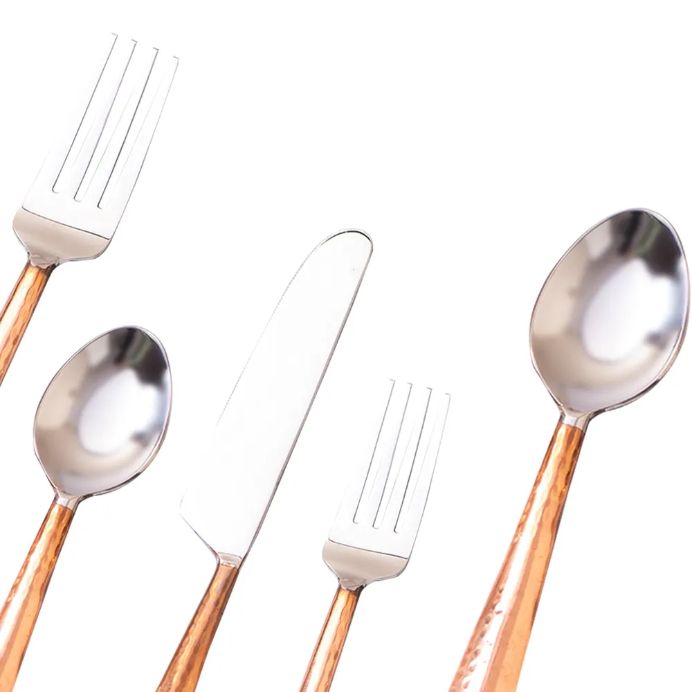 Copper and Silver Stainless Steel Cutlery Set of 5