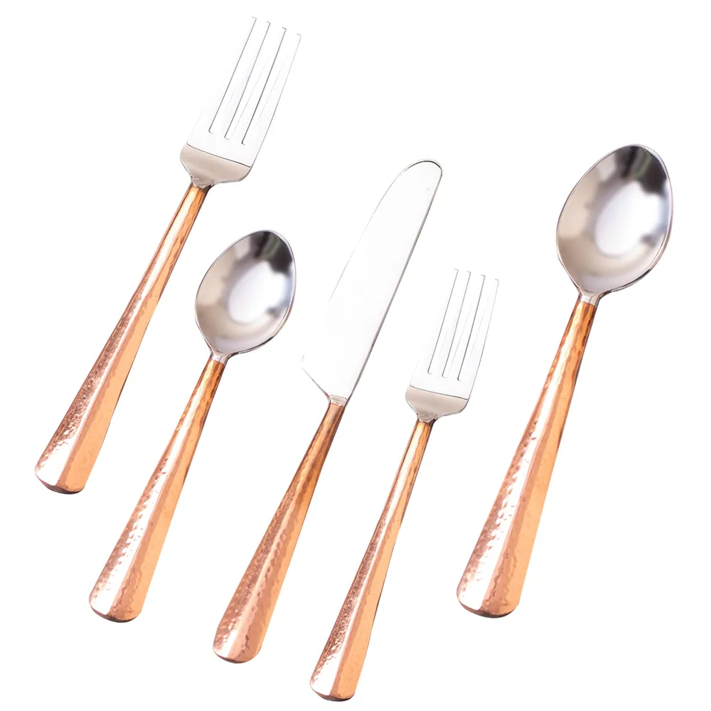 Copper and Silver Stainless Steel Cutlery Set of 5