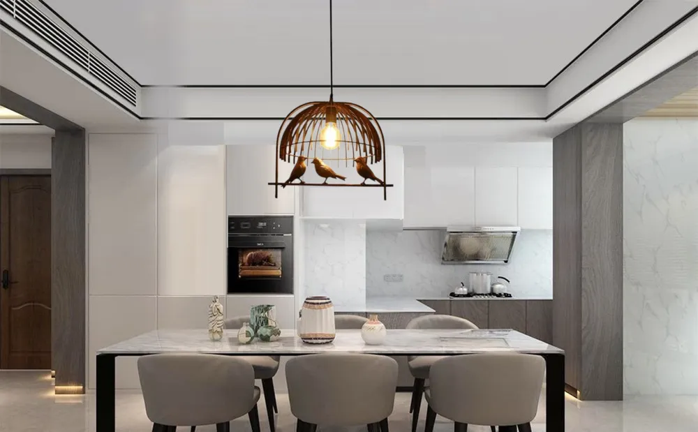 Copper Bird Cage Hanging Pendant Light