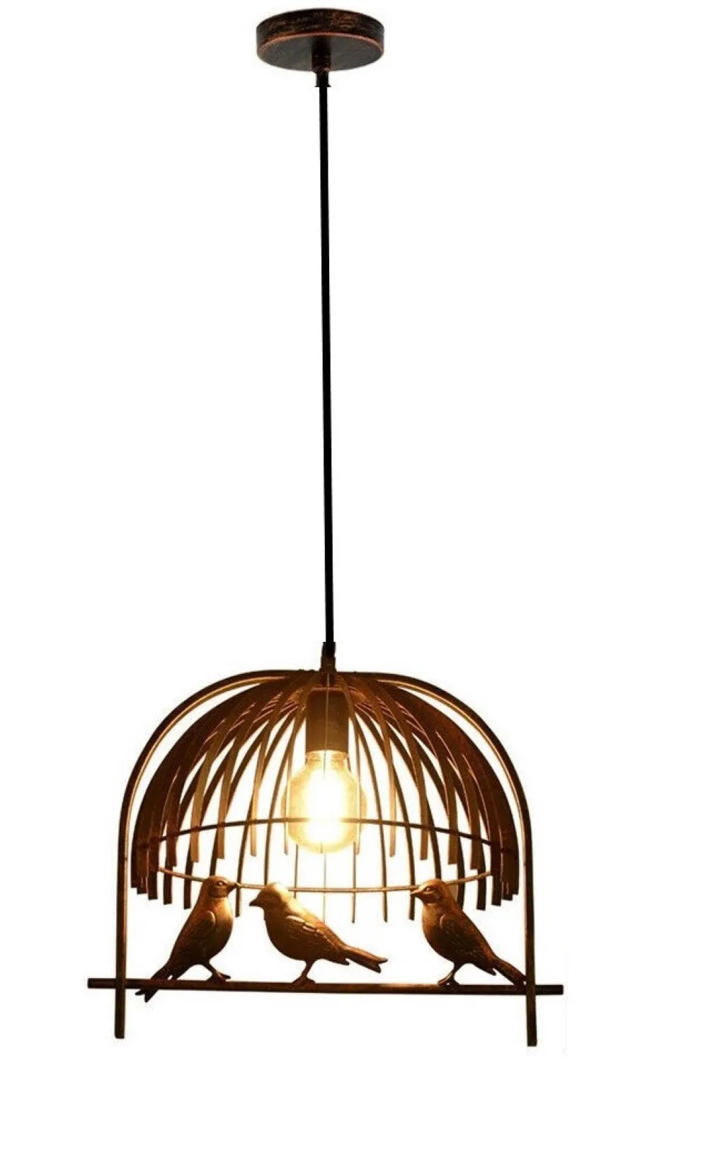 Copper Bird Cage Hanging Pendant Light