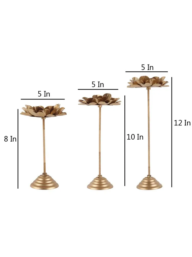 Copper Blooming DetachableTea Light Candle Holders Set Of 3