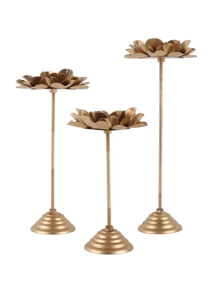 Copper Blooming DetachableTea Light Candle Holders Set Of 3