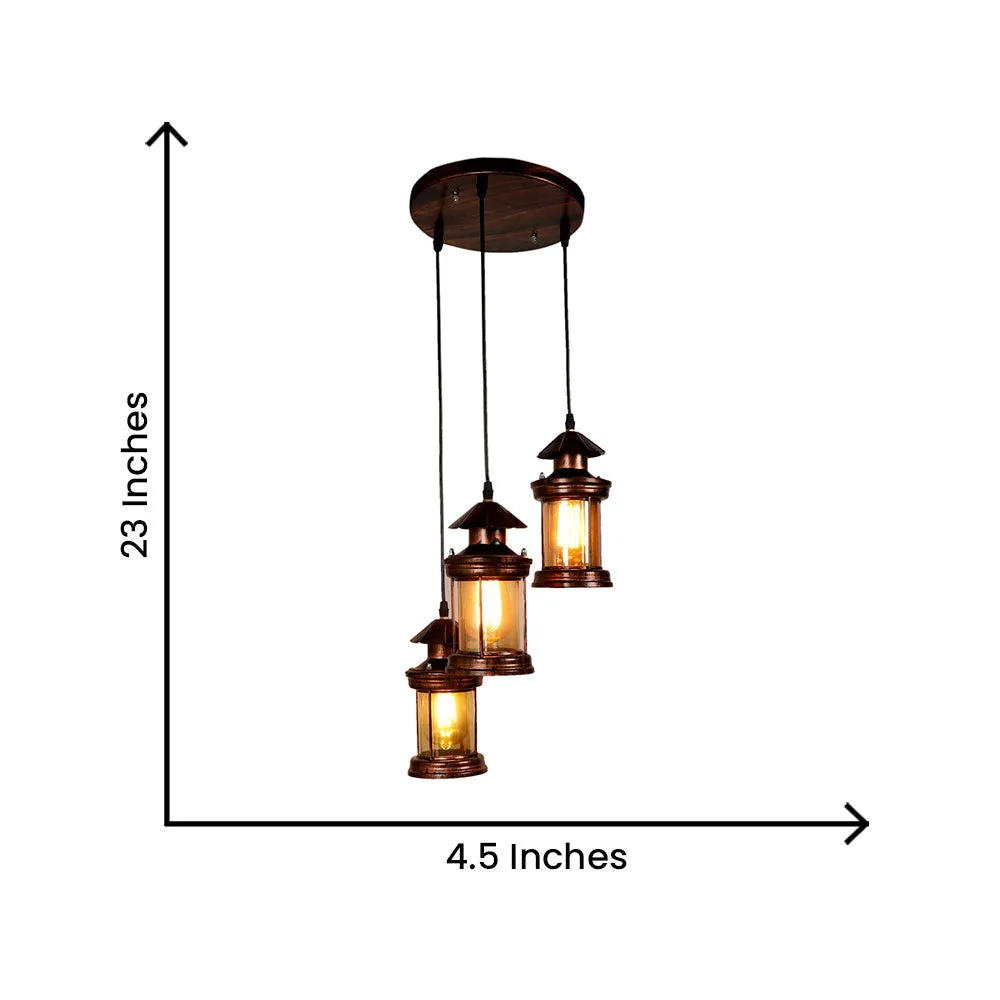 Copper Brushed Rustic Finish Cluster Hanging Light Single Piece