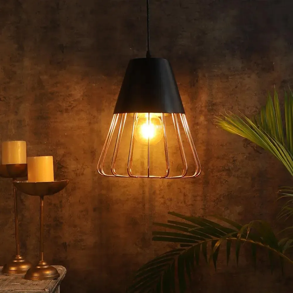 Copper Caged Conical Modern Ceiling Light