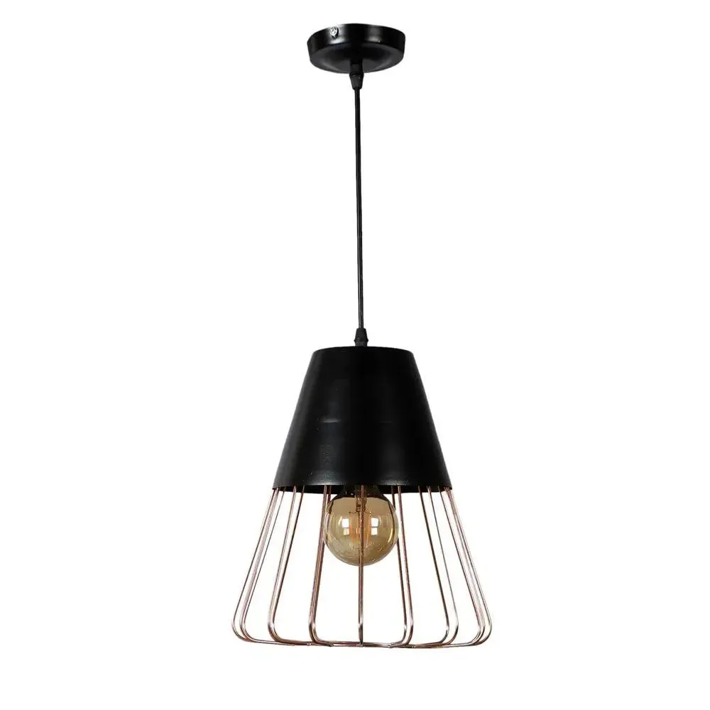 Copper Caged Conical Modern Ceiling Light