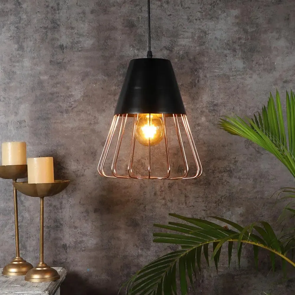 Copper Caged Conical Modern Ceiling Light