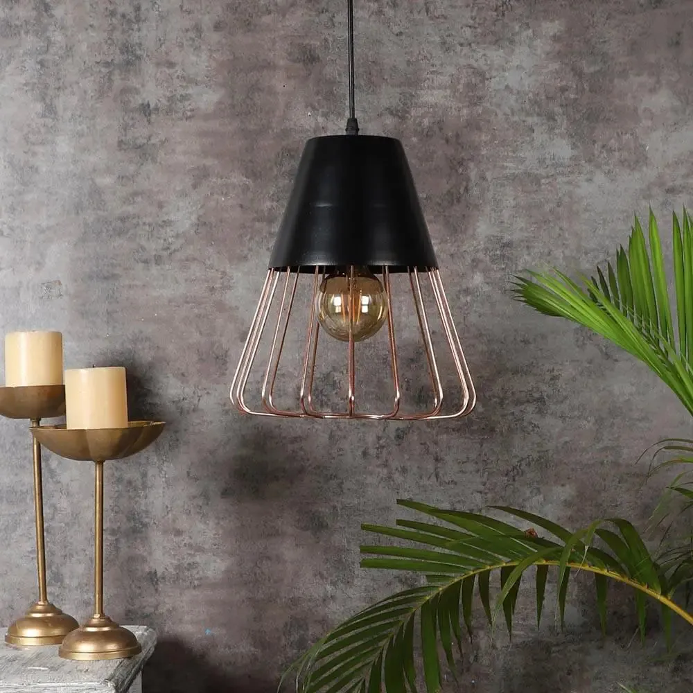 Copper Caged Conical Modern Ceiling Light
