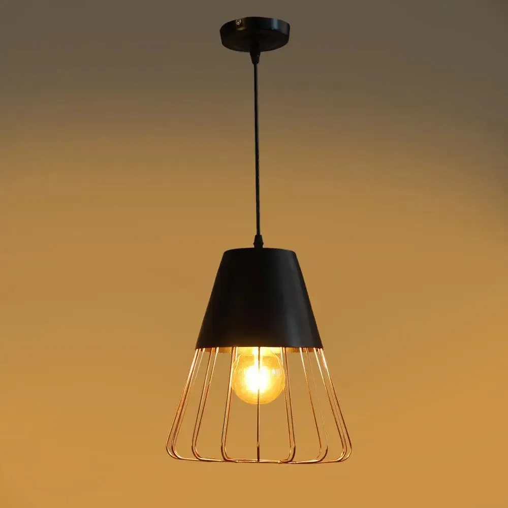Copper Caged Conical Modern Ceiling Light