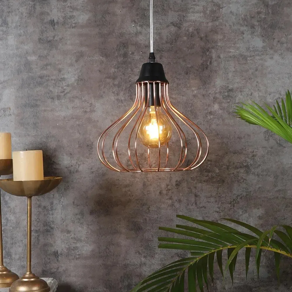 Copper Caged Modern Ceiling Light Single Piece