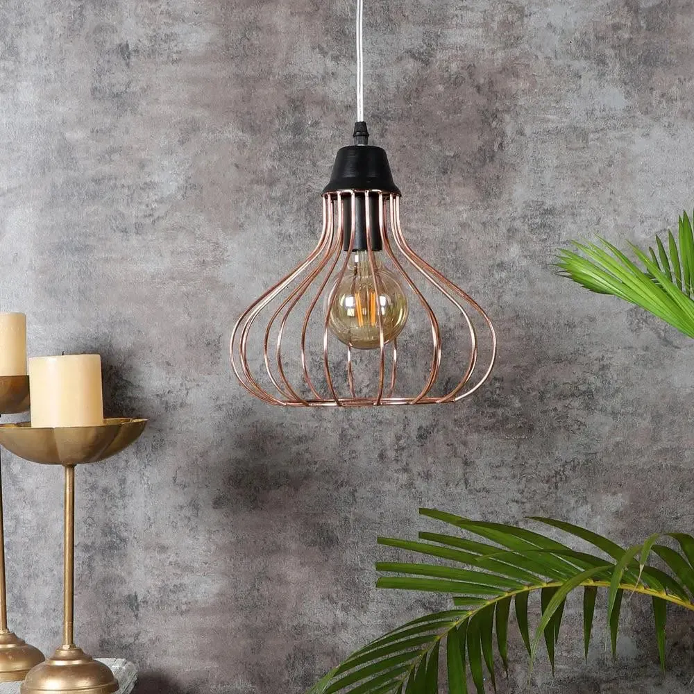 Copper Caged Modern Ceiling Light Single Piece