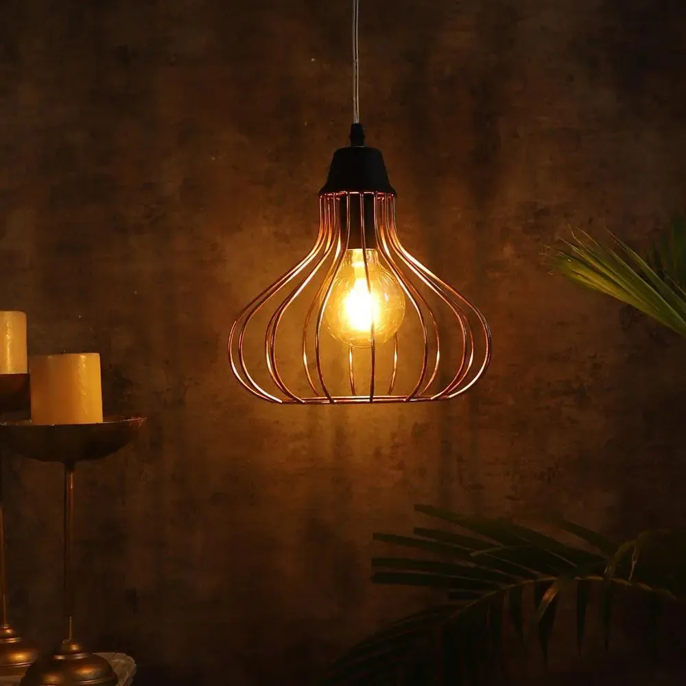 Copper Caged Modern Ceiling Light Single Piece