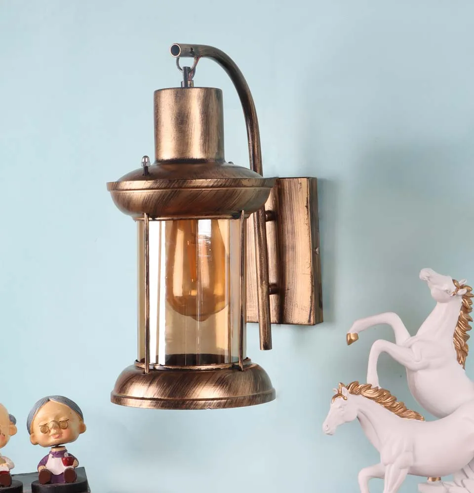 Copper Finish Modern Cylindrical Wall Light Single piece