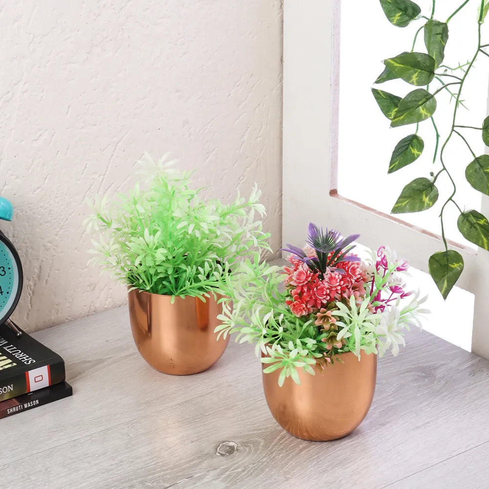 Copper Plating Table Top Planters Set of 2