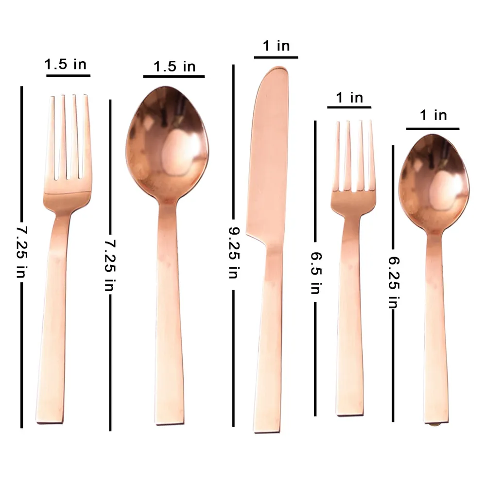 Copper Stainless Steel Cutlery Set of 5