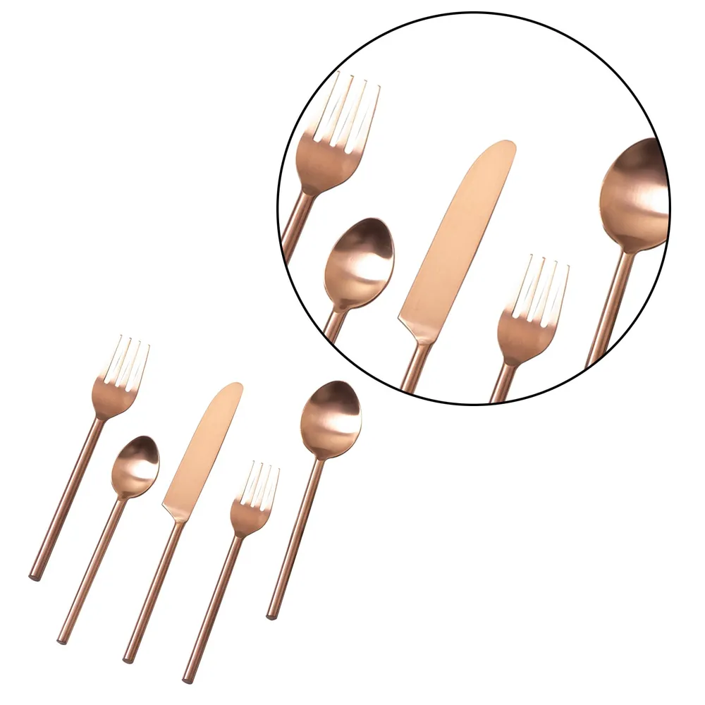Copper Stainless Steel Dipped Cutlery Set of 5