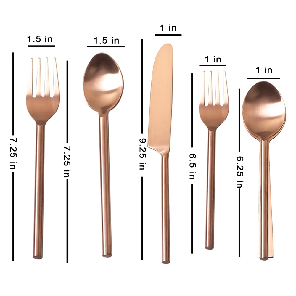 Copper Stainless Steel Dipped Cutlery Set of 5
