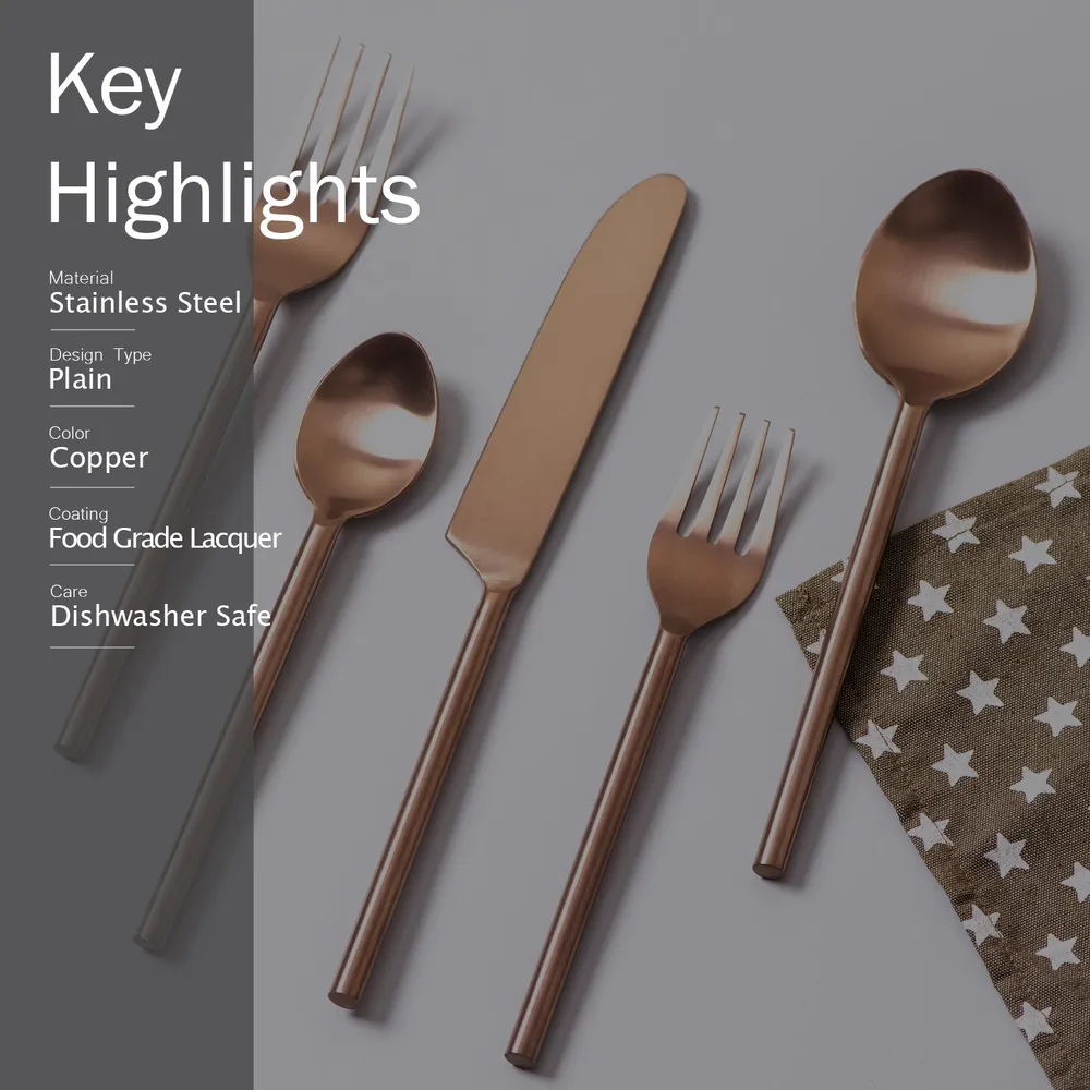 Copper Stainless Steel Dipped Cutlery Set of 5