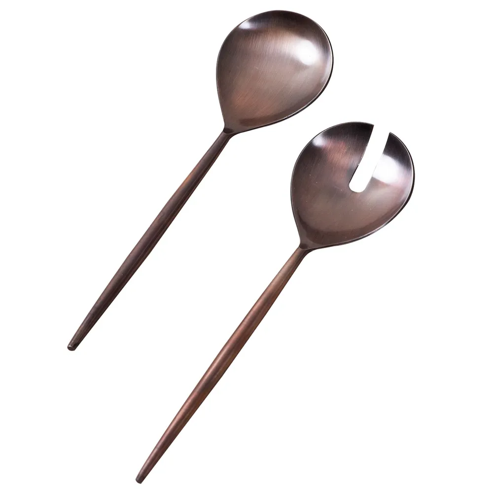 Copper Stainless Steel Serving Spoon Set Of 2
