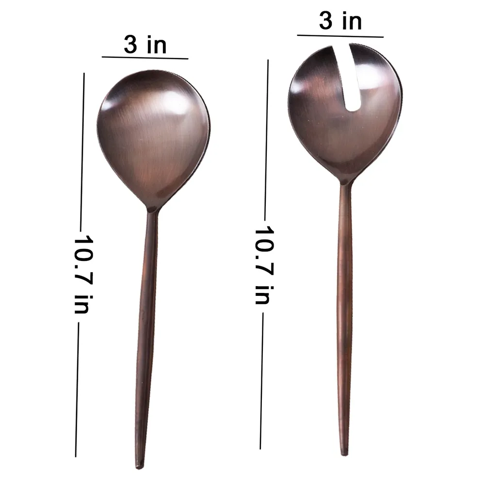 Copper Stainless Steel Serving Spoon Set Of 2