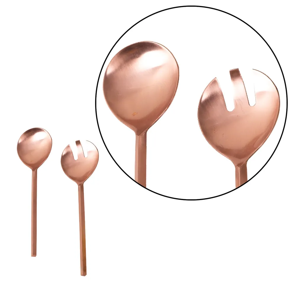 Copper Stainless Steel Serving Spoon Set Of 2
