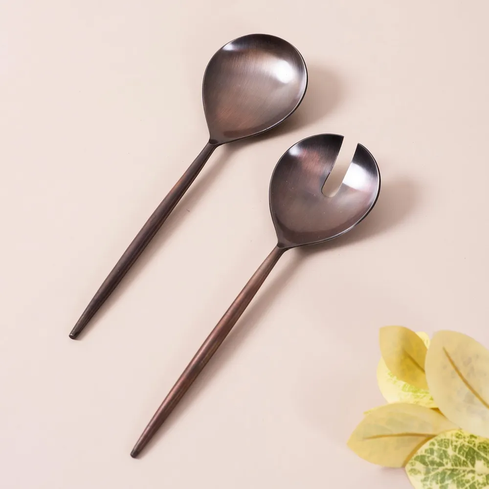 Copper Stainless Steel Serving Spoon Set Of 2