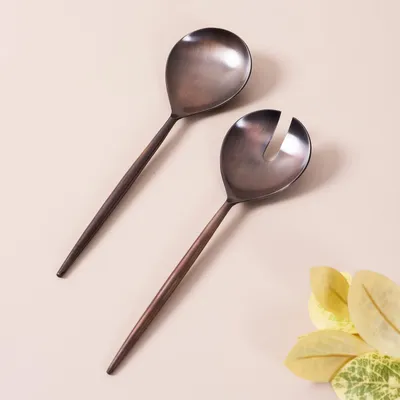 Copper Stainless Steel Serving Spoon Set Of 2
