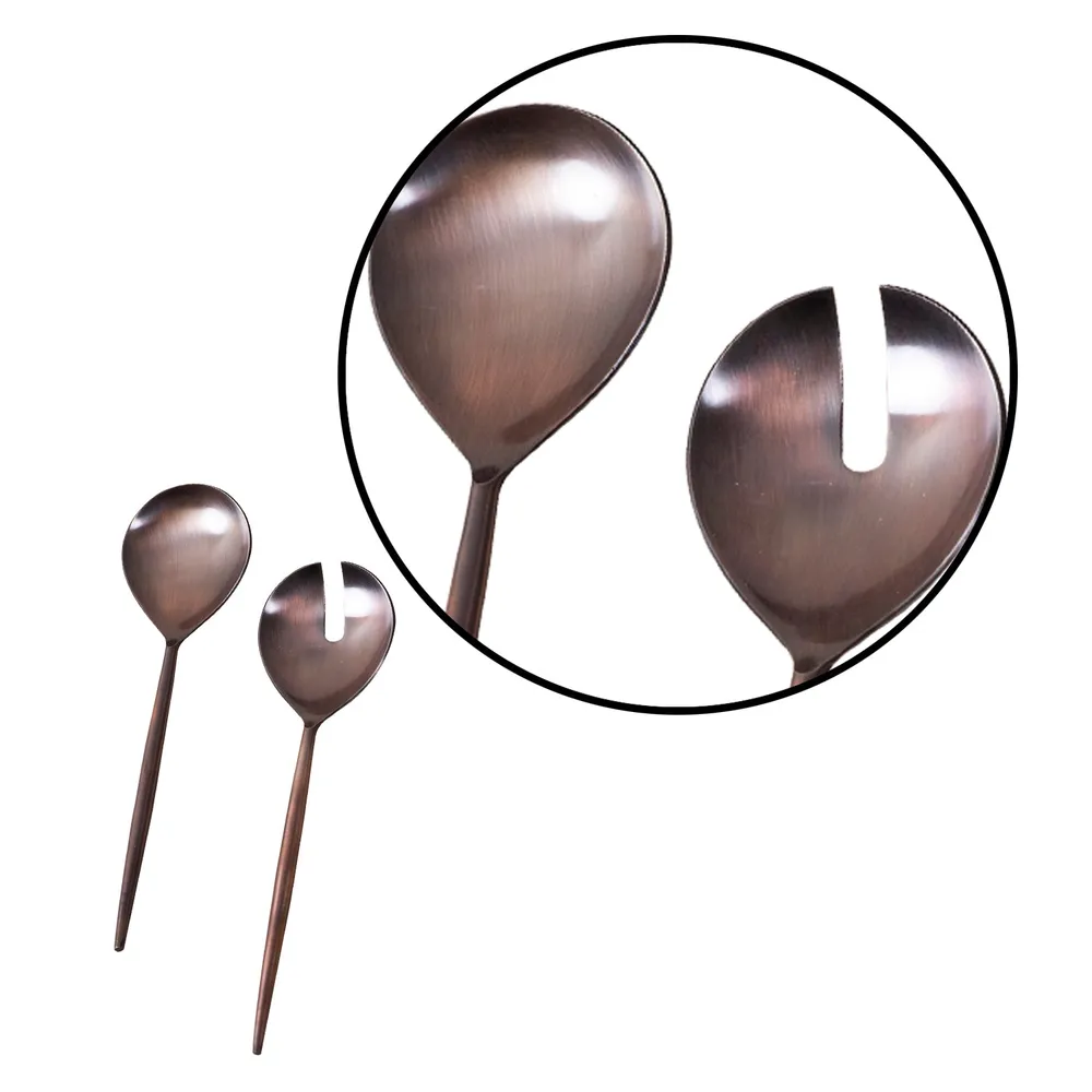 Copper Stainless Steel Serving Spoon Set Of 2