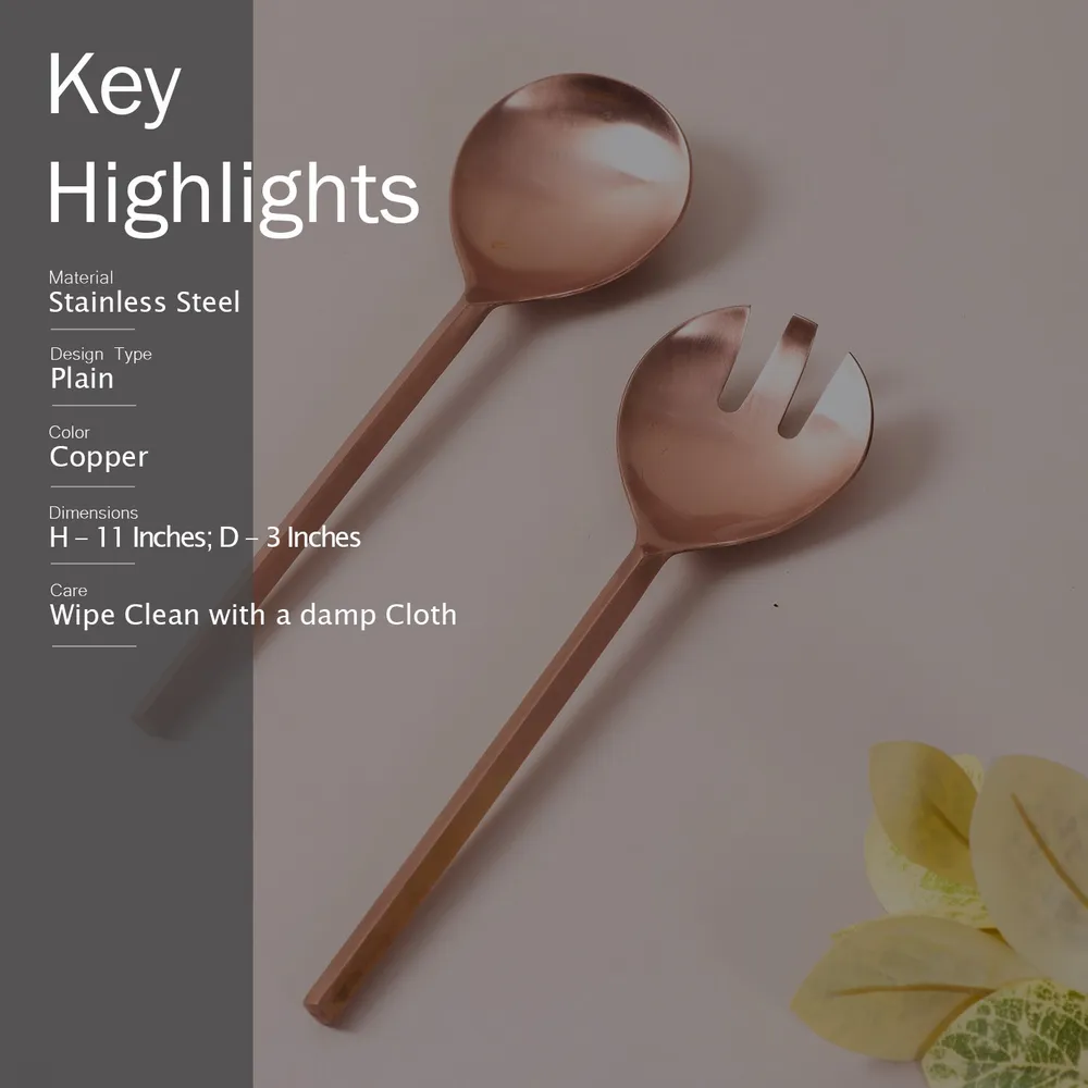 Copper Stainless Steel Serving Spoon Set Of 2