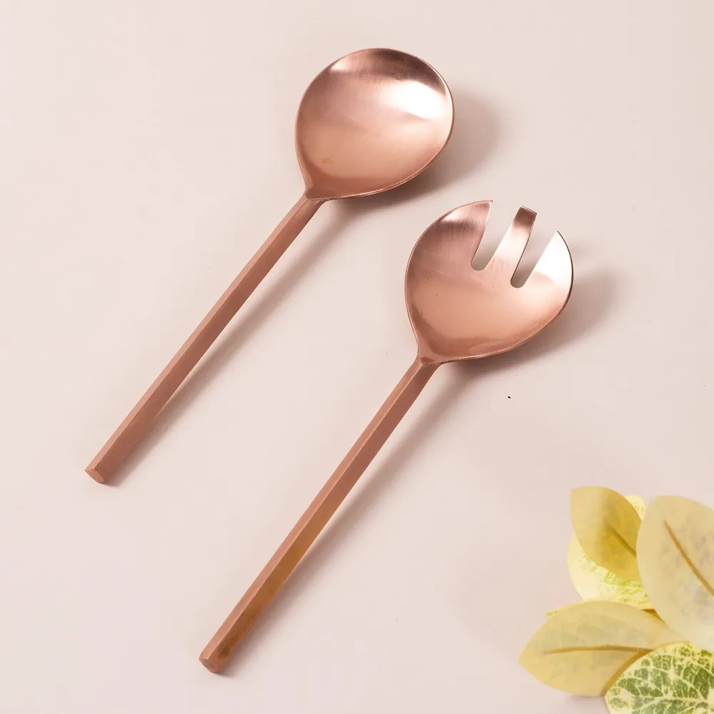 Copper Stainless Steel Serving Spoon Set Of 2