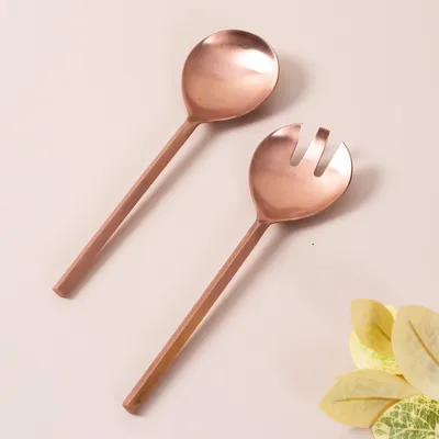 Copper Stainless Steel Serving Spoon Set Of 2