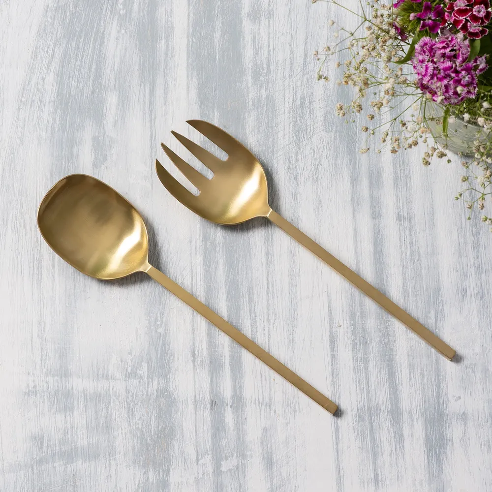 Copper Stainless Steel Serving Spoon Set Of 2