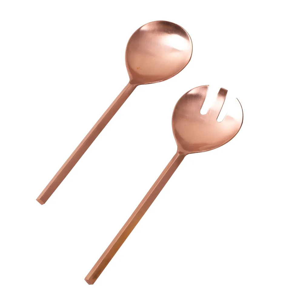 Copper Stainless Steel Serving Spoon Set Of 2