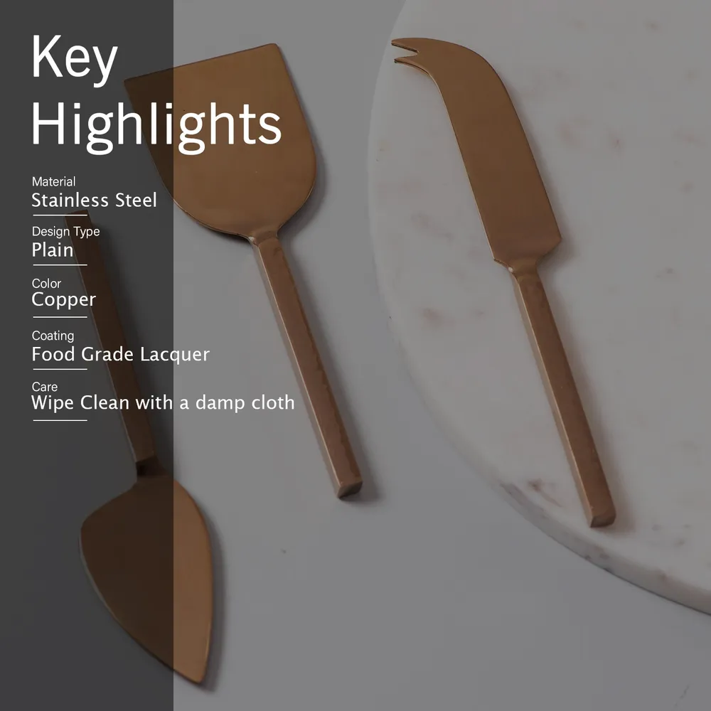 Copper Stainless Steel With Resin Cheese Knives Set Of 3