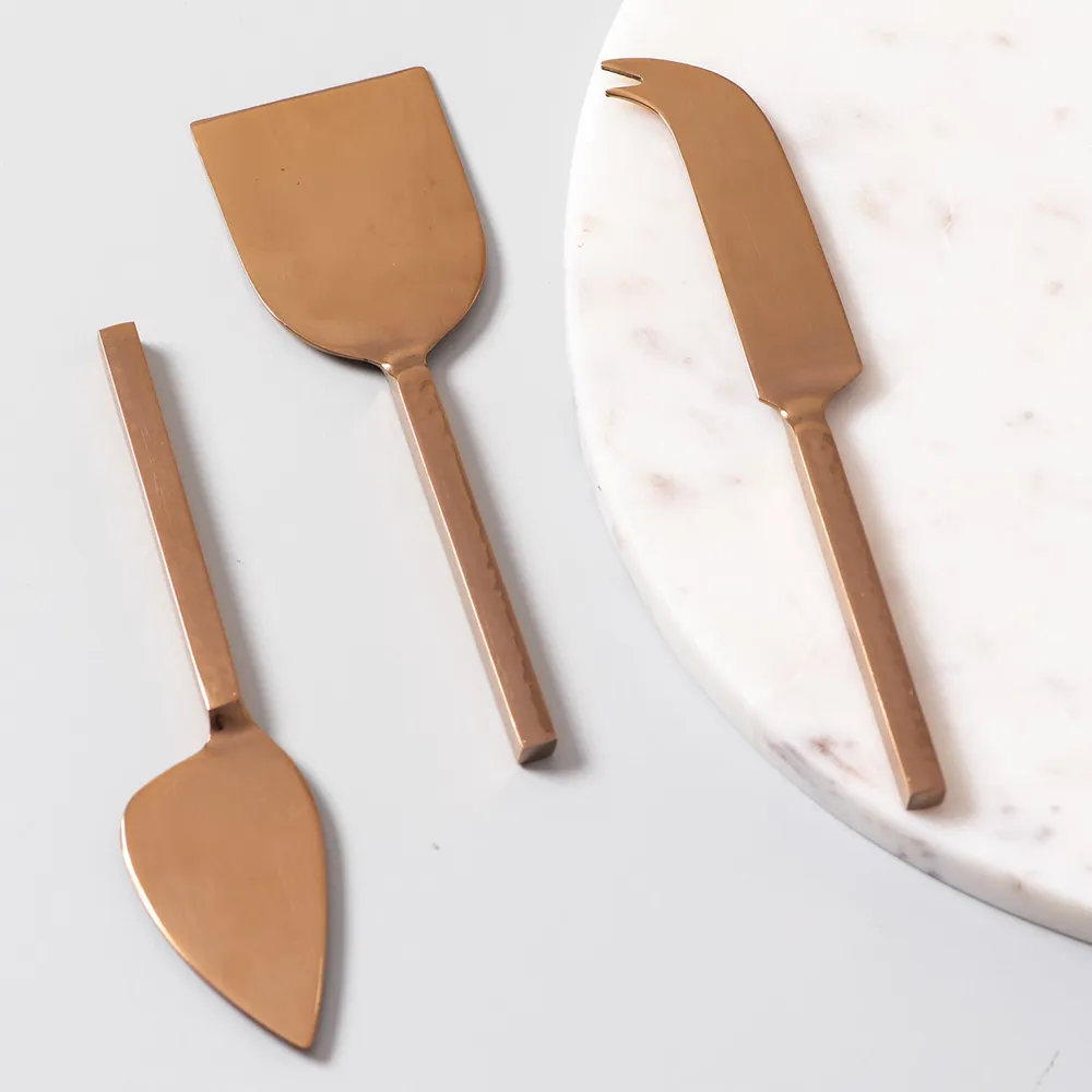 Copper Stainless Steel With Resin Cheese Knives Set Of 3