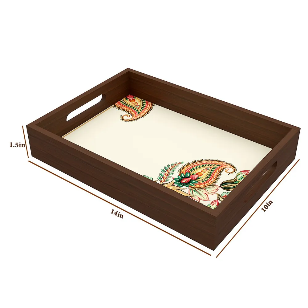 Copy of Beautiful Abstract Print Design Wooden Serving Tray Walnut Color