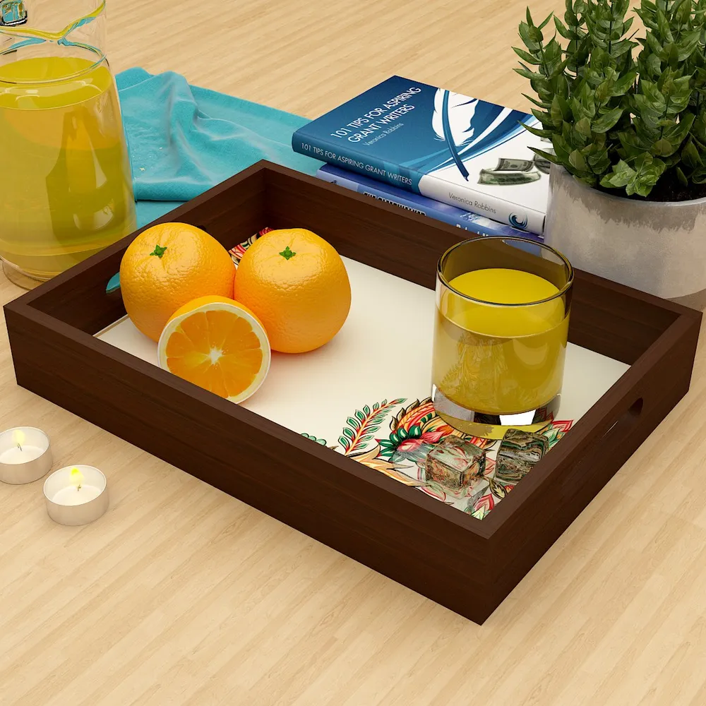 Copy of Beautiful Abstract Print Design Wooden Serving Tray Walnut Color