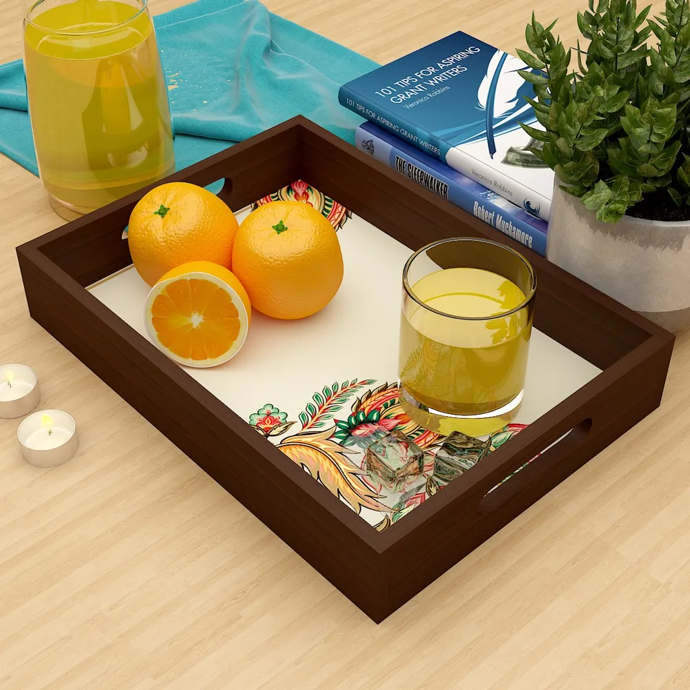 Copy of Beautiful Abstract Print Design Wooden Serving Tray Walnut Color