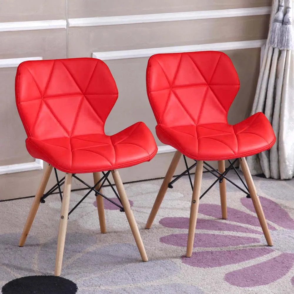 Coral Red Leatherette Contemporary Accent Chair Pack Of 1 & 2 Set of 1