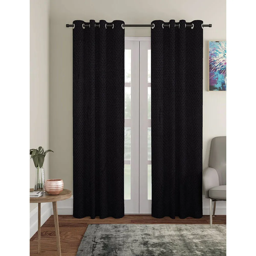 Cortina Black Designer Eyelet Door Curtain Regular(Size: 210 cm x 115 cm)