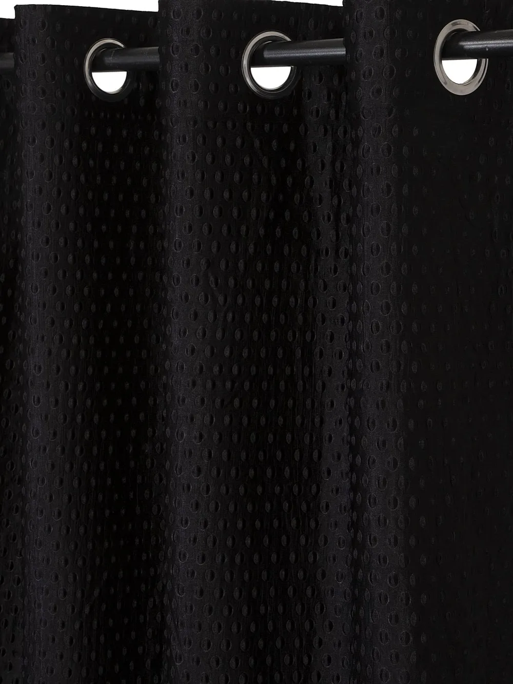 Cortina Black Designer Eyelet Door Curtain Regular(Size: 210 cm x 115 cm)