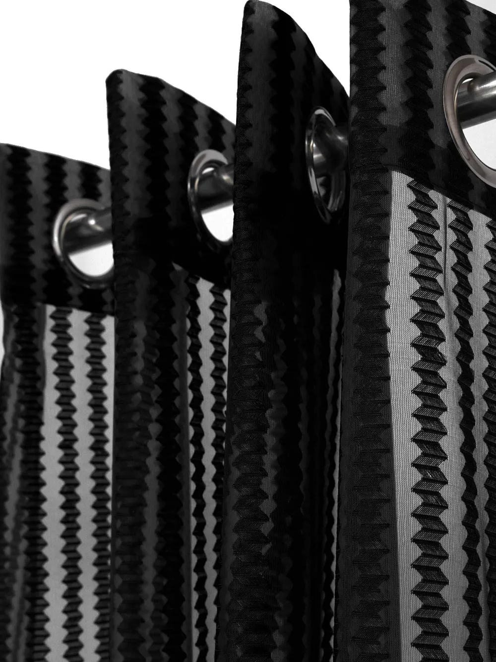 Cortina Black Intricate Designer Sheer Door Net Curtain Regular (Size: 7FT X 4FT)