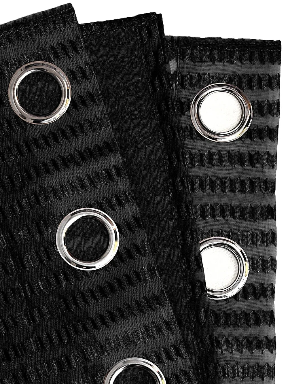 Cortina Black Intricate Designer Sheer Window Net Curtain Pack Of 4