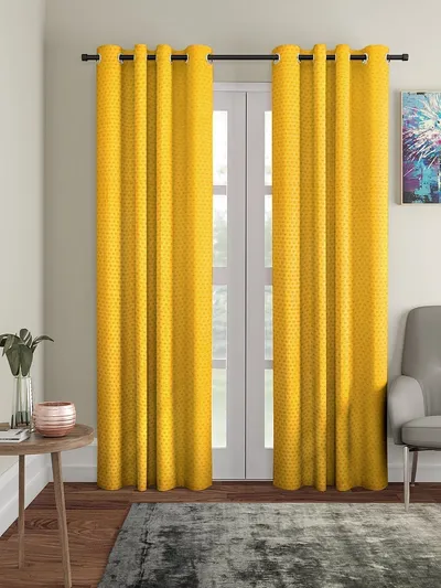 Cortina Bright Yellow Designer Eyelet Door Curtain