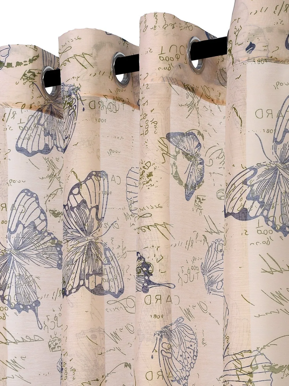 Cortina Butterfly Creamy Sheer Door Net Curtain Regular (Size: 7FT X 4FT)