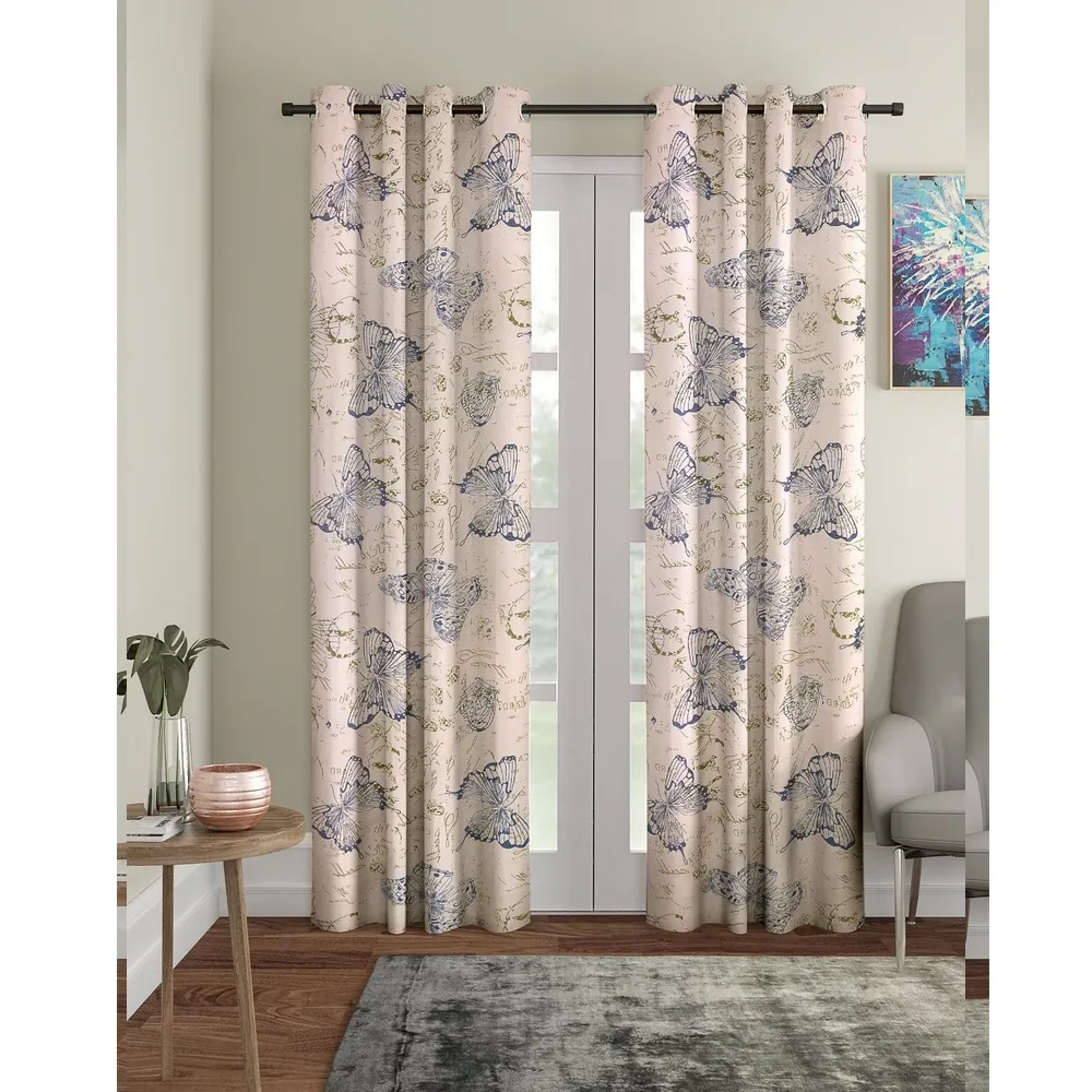 Cortina Butterfly Creamy Sheer Door Net Curtain Regular (Size: 7FT X 4FT)