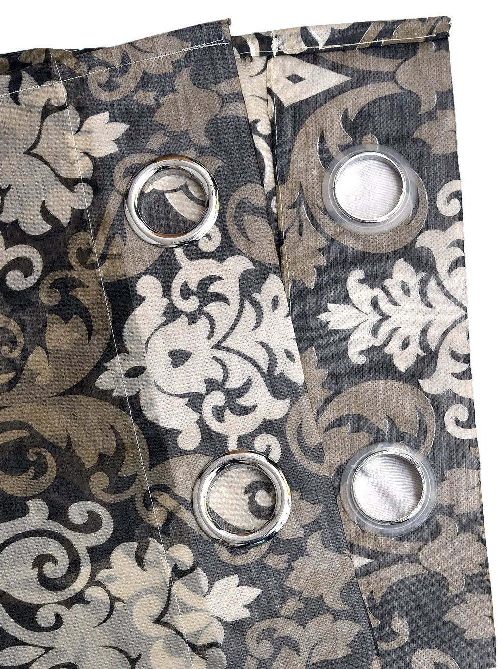 Cortina Damask Patterned Brown Sheer Door Curtain Regular (7FT X 4FT)