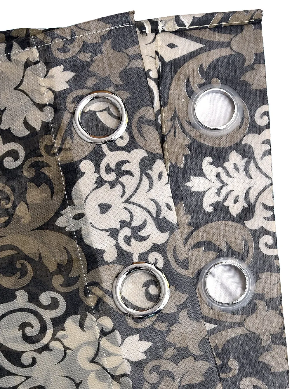 Cortina Damask Patterned Brown Sheer Window Curtain Pack of 2