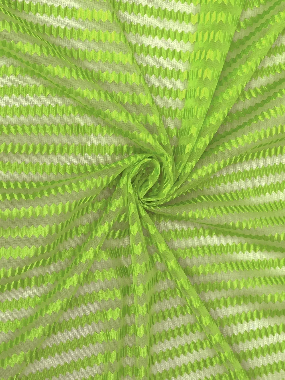 Cortina Florescent Green Designer Sheer Window Net Curtain Pack Of 4