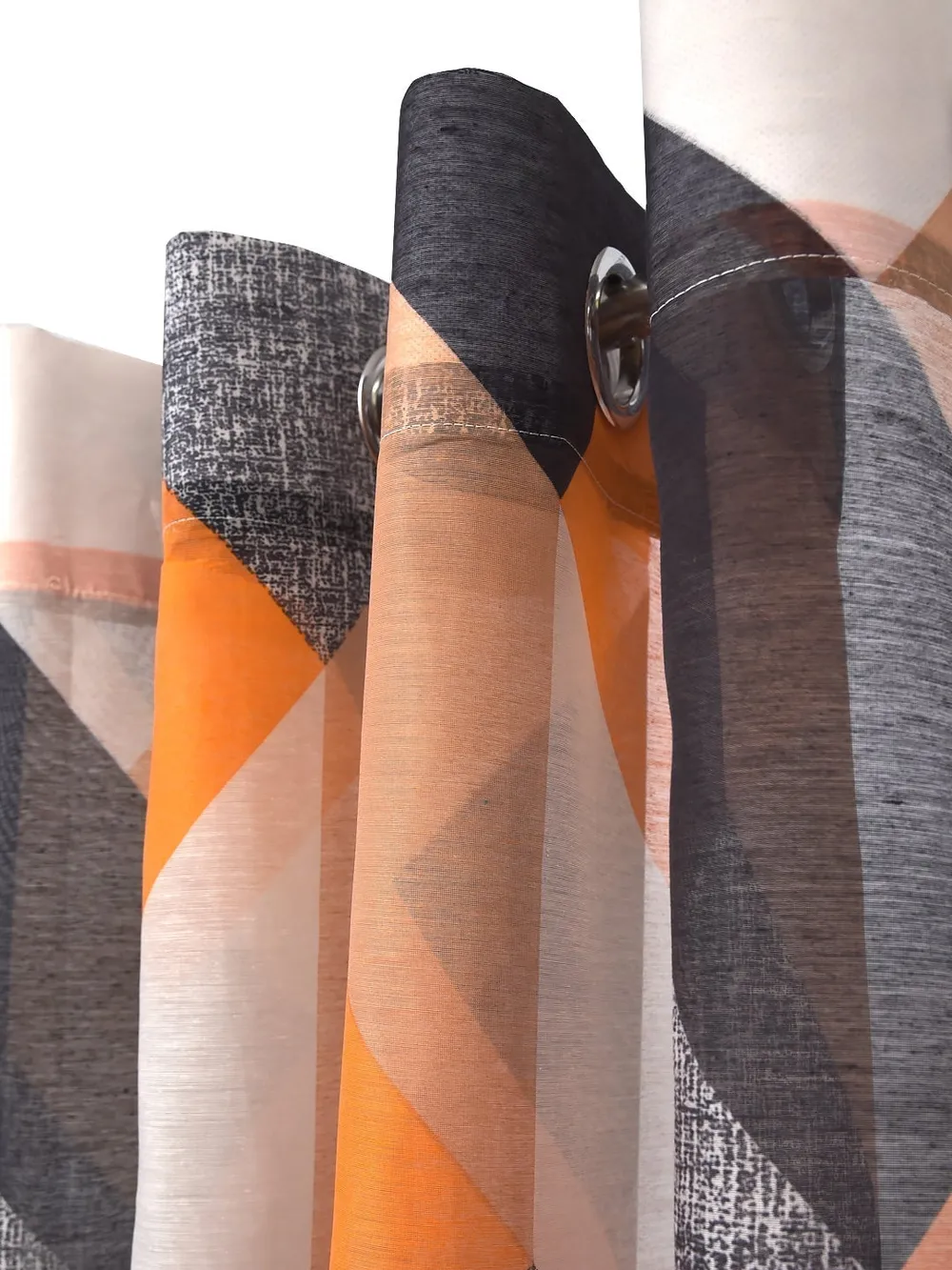 Cortina Geometric Orange & Black Sheer Door Net Curtain Regular (Size: 7FT X 4FT)