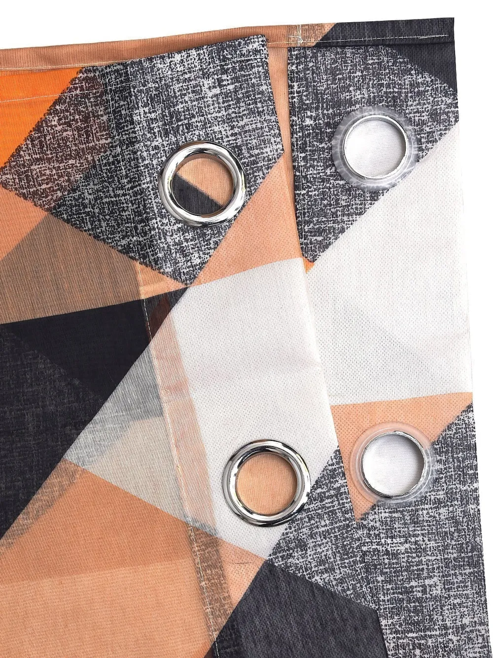 Cortina Geometric Orange & Black Sheer Door Net Curtain Regular (Size: 7FT X 4FT)
